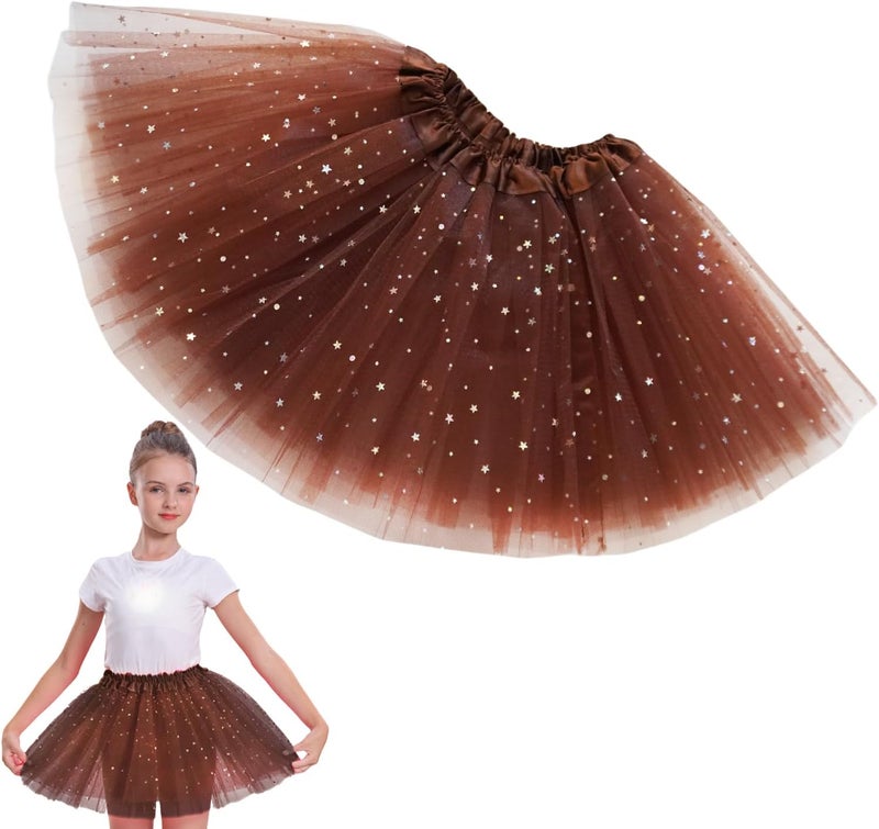 WINROLA Girls Stars Sequins Tutu Skirt Princess Ballet Dance Tutu Dress 3 Layered Halloween Christmas Tutu - Image 1